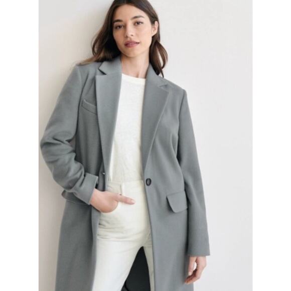 NWT $695 JENNI KAYNE Wool Cashmere Blend Coat XXL Faded Blue Longline Jacket - Picture 3 of 11